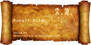 Korell Milán névjegykártya